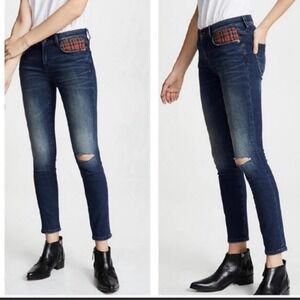 CURRENT/ELLIOTT Plaid Pocket Skinny Jean SZ 26
